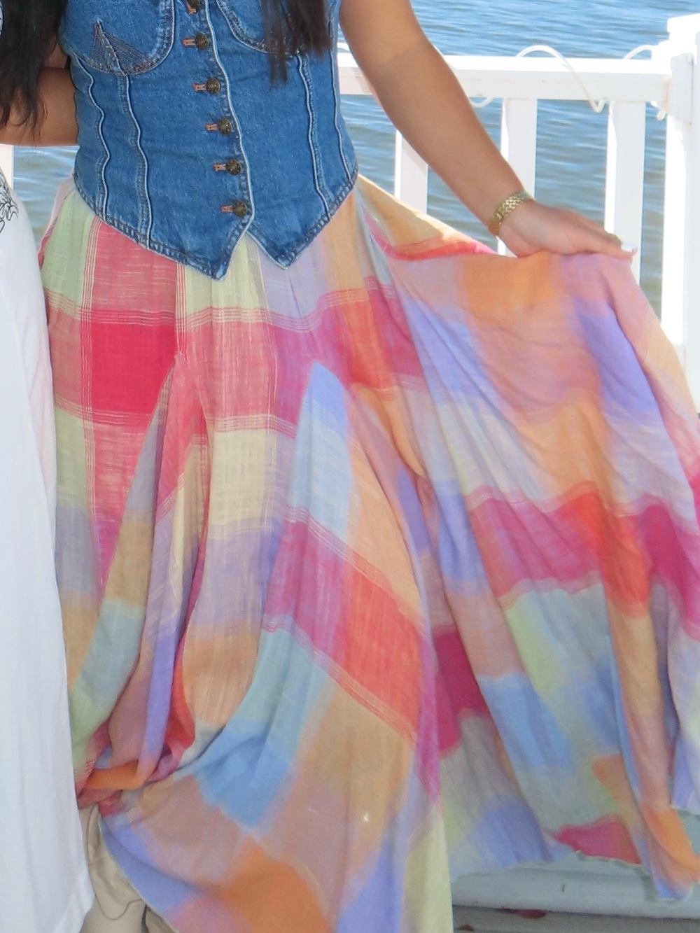 Free People Madras That Linen Plaid Maxi Skirt